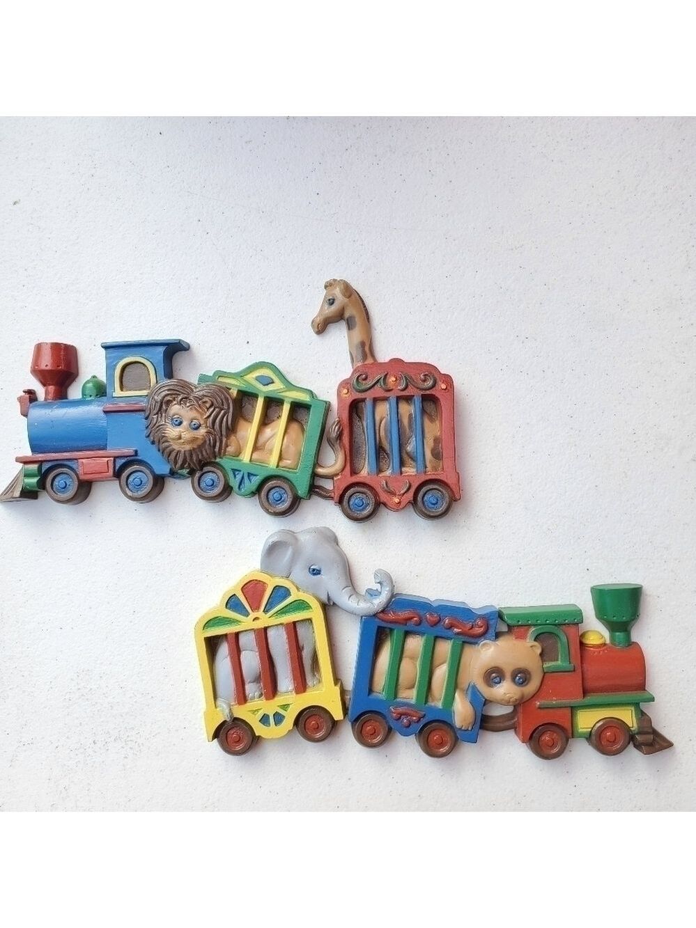 Vtg Homco ZOO Train wall plaques Lion Giraffe Tiger Elephant nursery room decor